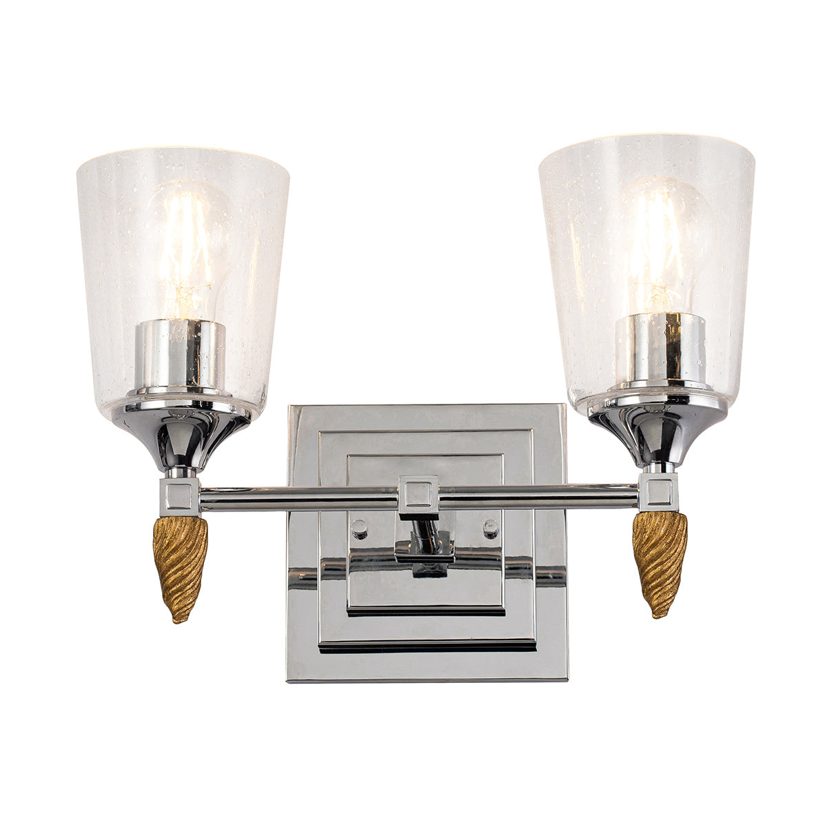 Lucas + McKearn - BB1022PC-2-F1S - Two Light Vanity - Vetiver - Polished Chrome
