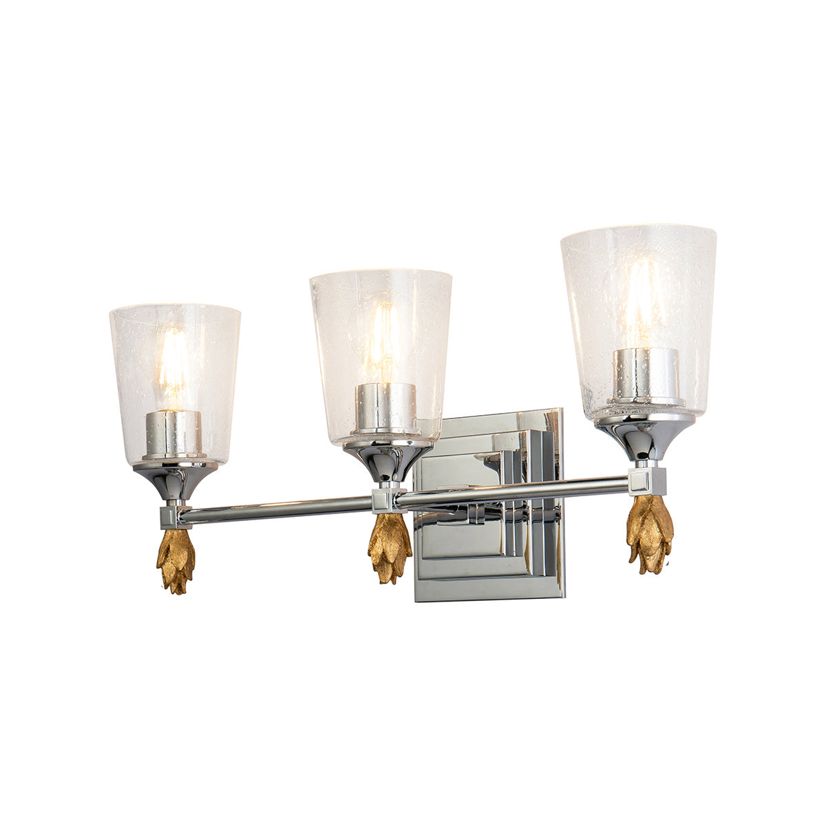 Lucas + McKearn - BB1022PC-3-F1G - Three Light Vanity - Vetiver - Polished Chrome