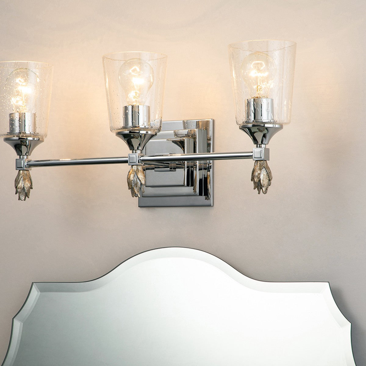 Lucas + McKearn - BB1022PC-3-F1S - Three Light Vanity - Vetiver - Polished Chrome