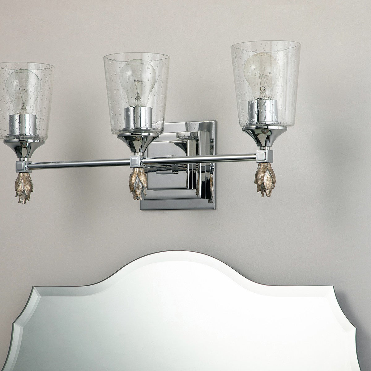 Lucas + McKearn - BB1022PC-3-F1S - Three Light Vanity - Vetiver - Polished Chrome