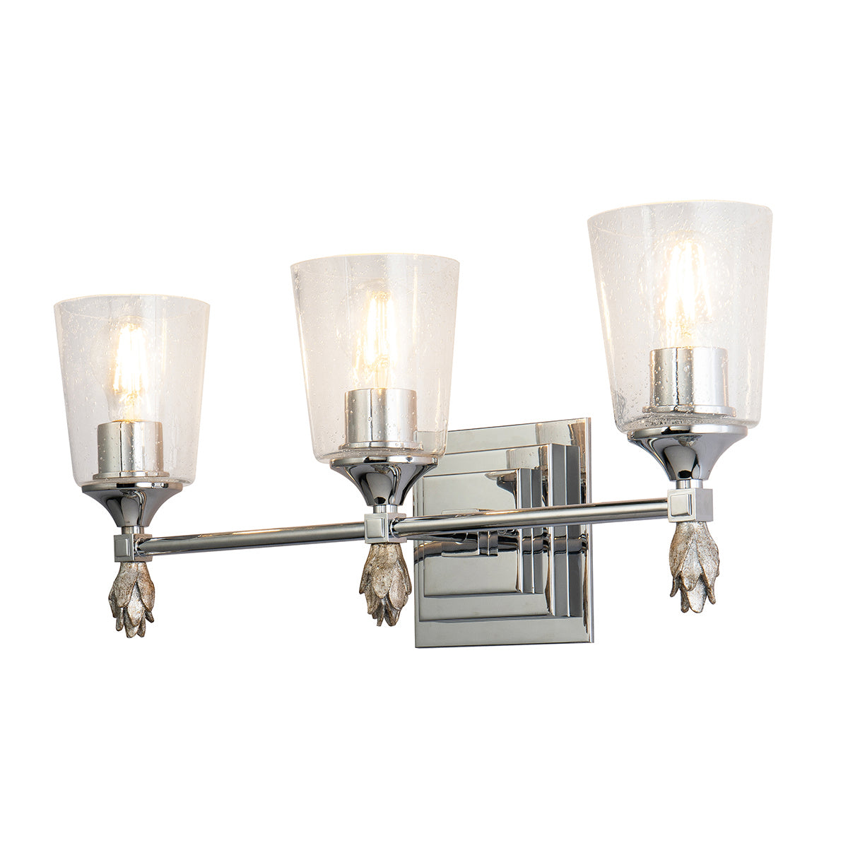 Lucas + McKearn - BB1022PC-3-F1S - Three Light Vanity - Vetiver - Polished Chrome