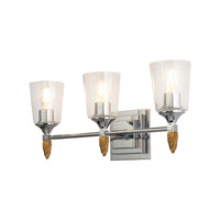 Lucas + McKearn - BB1022PC-3-F2G - Three Light Vanity - Vetiver - Polished Chrome