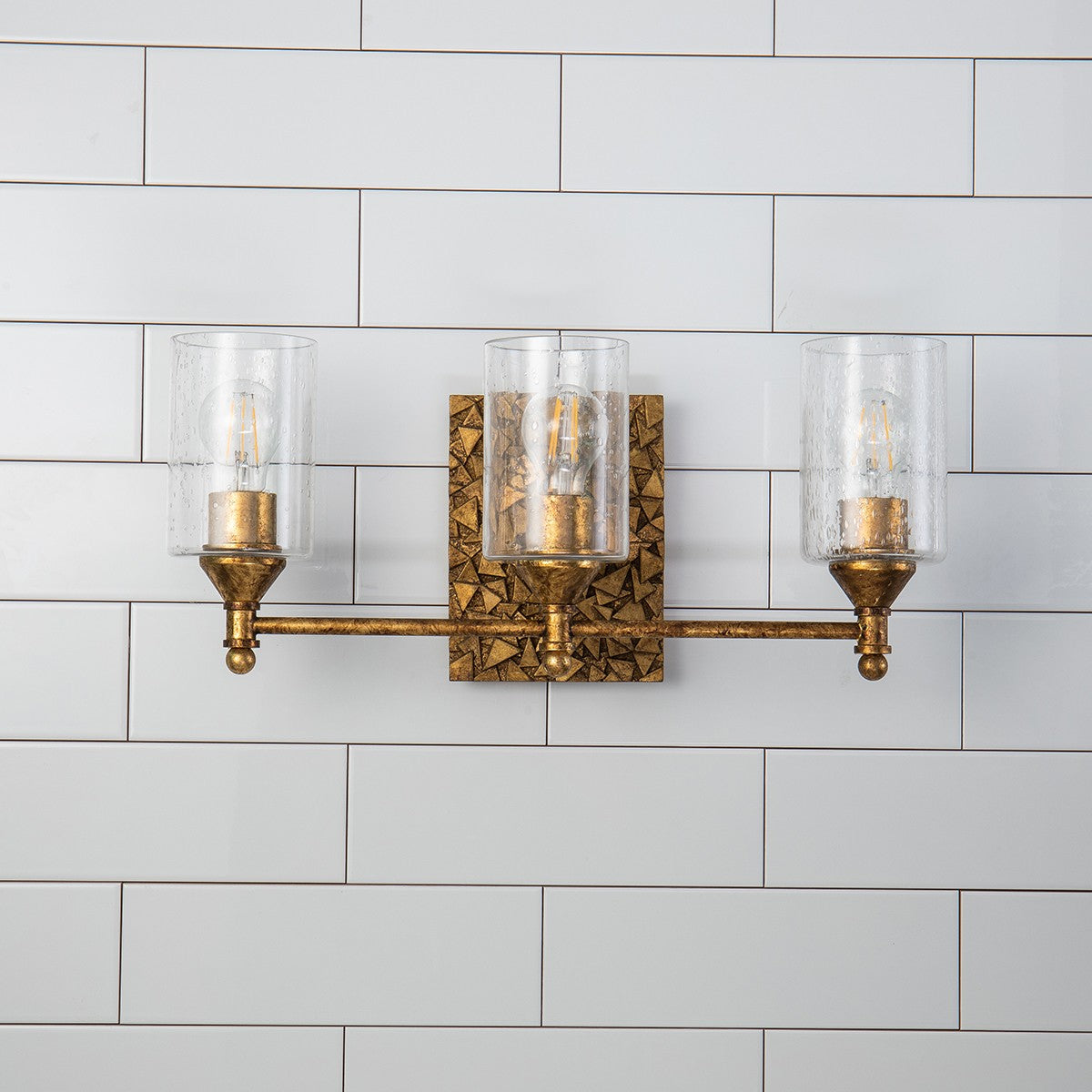 Lucas + McKearn - BB1158G-3 - Three Light Vanity - Mosaic - Gold