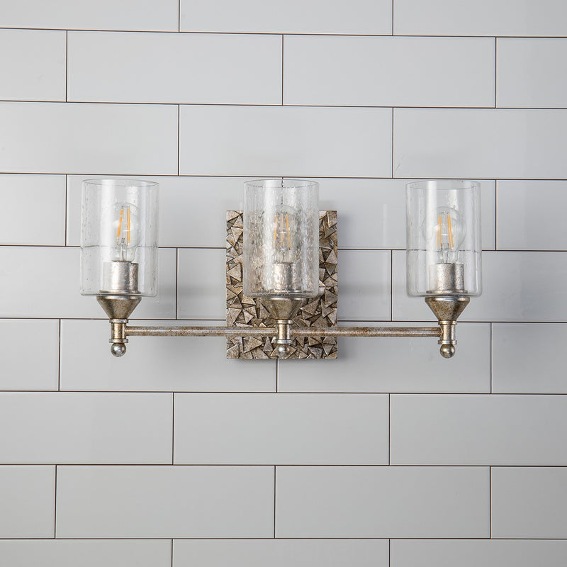 Lucas + McKearn - BB1158S-3 - Three Light Vanity - Mosaic - Silver