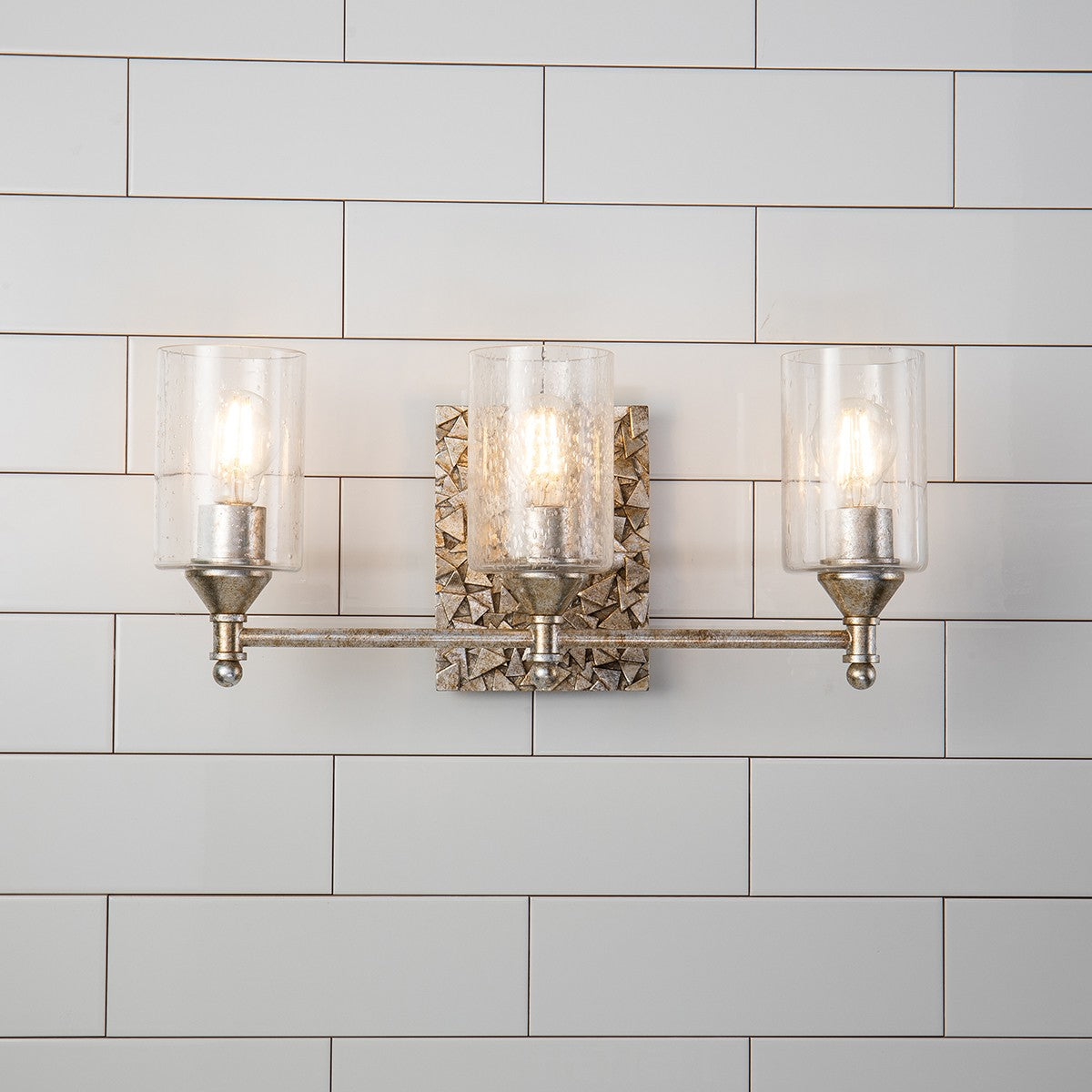 Lucas + McKearn - BB1158S-3 - Three Light Vanity - Mosaic - Silver