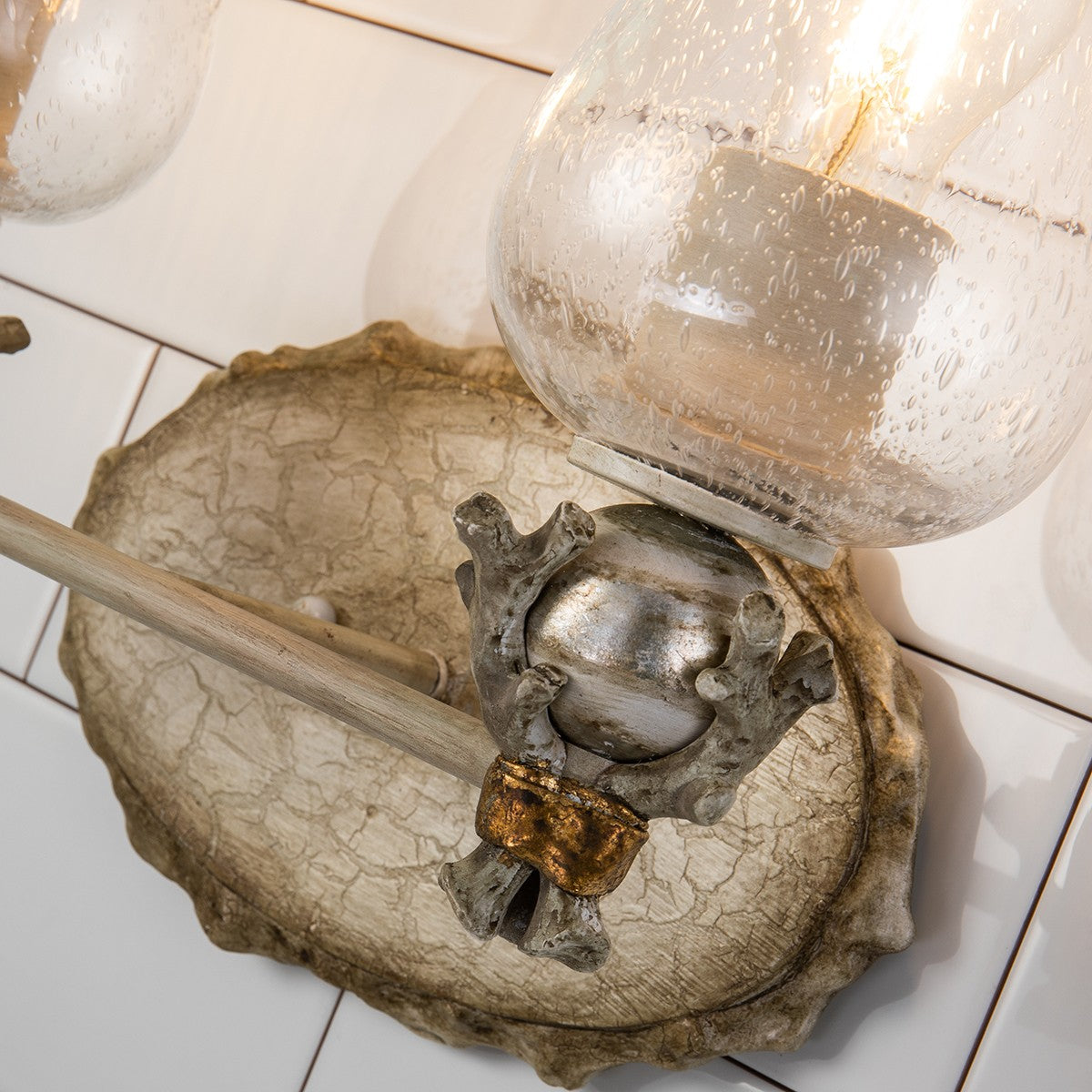 Lucas + McKearn - BB1238-2 - Two Light Vanity - Trellis - Putty Patina And Silver Leaf