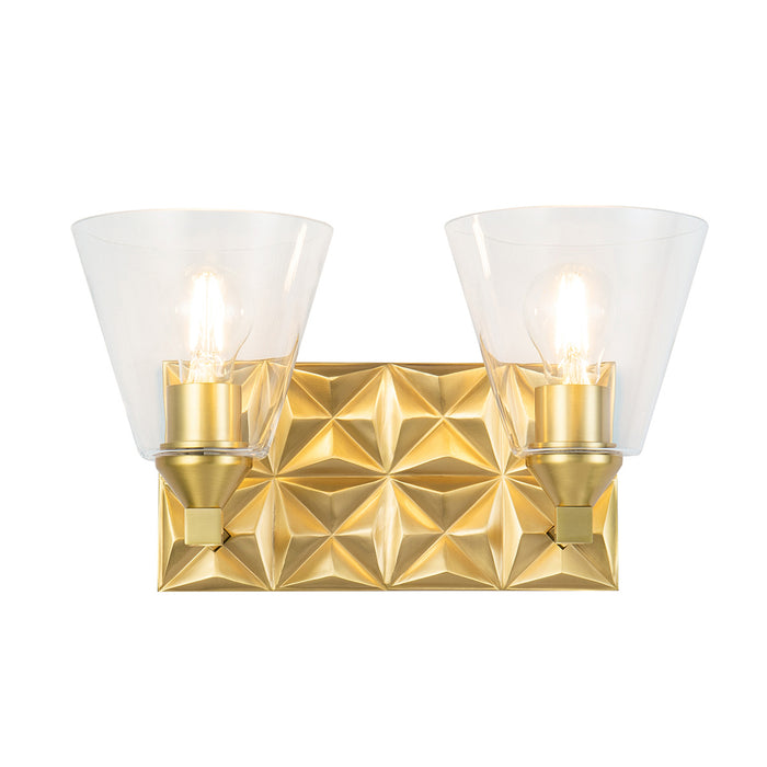 Lucas + McKearn Two Light Vanity from the Alpha collection in Aged Brass finish