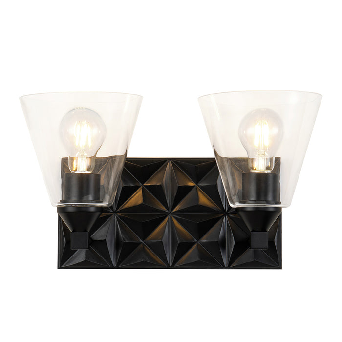 Lucas + McKearn Two Light Vanity from the Alpha collection in Matte Black finish