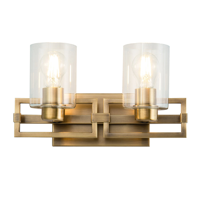 Lucas + McKearn Two Light Vanity from the Estes collection in Antique Brass finish