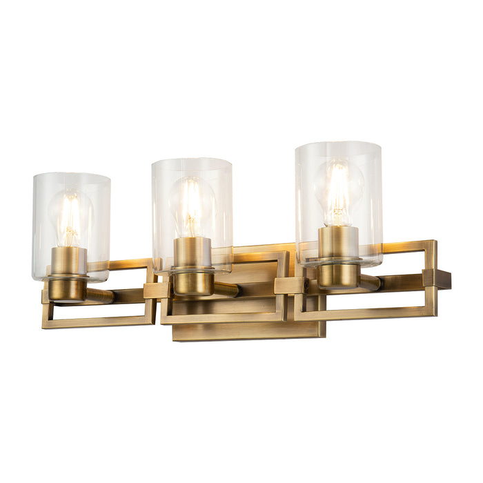 Lucas + McKearn Three Light Vanity from the Estes collection in Antique Brass finish