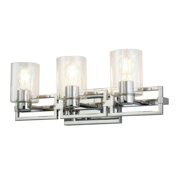 Lucas + McKearn Three Light Vanity from the Estes collection in Polished Chrome finish
