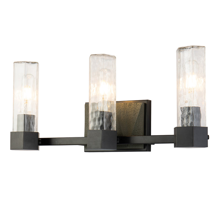 Lucas + McKearn Three Light Vanity from the Navarre collection in Black/Grey finish