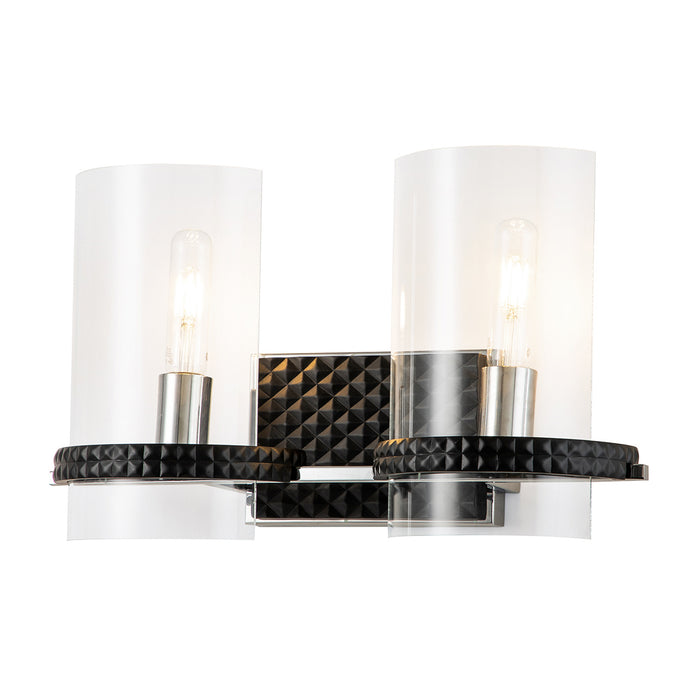 Lucas + McKearn Two Light Vanity from the Mazant collection in Matte Black / Polished Chrome finish