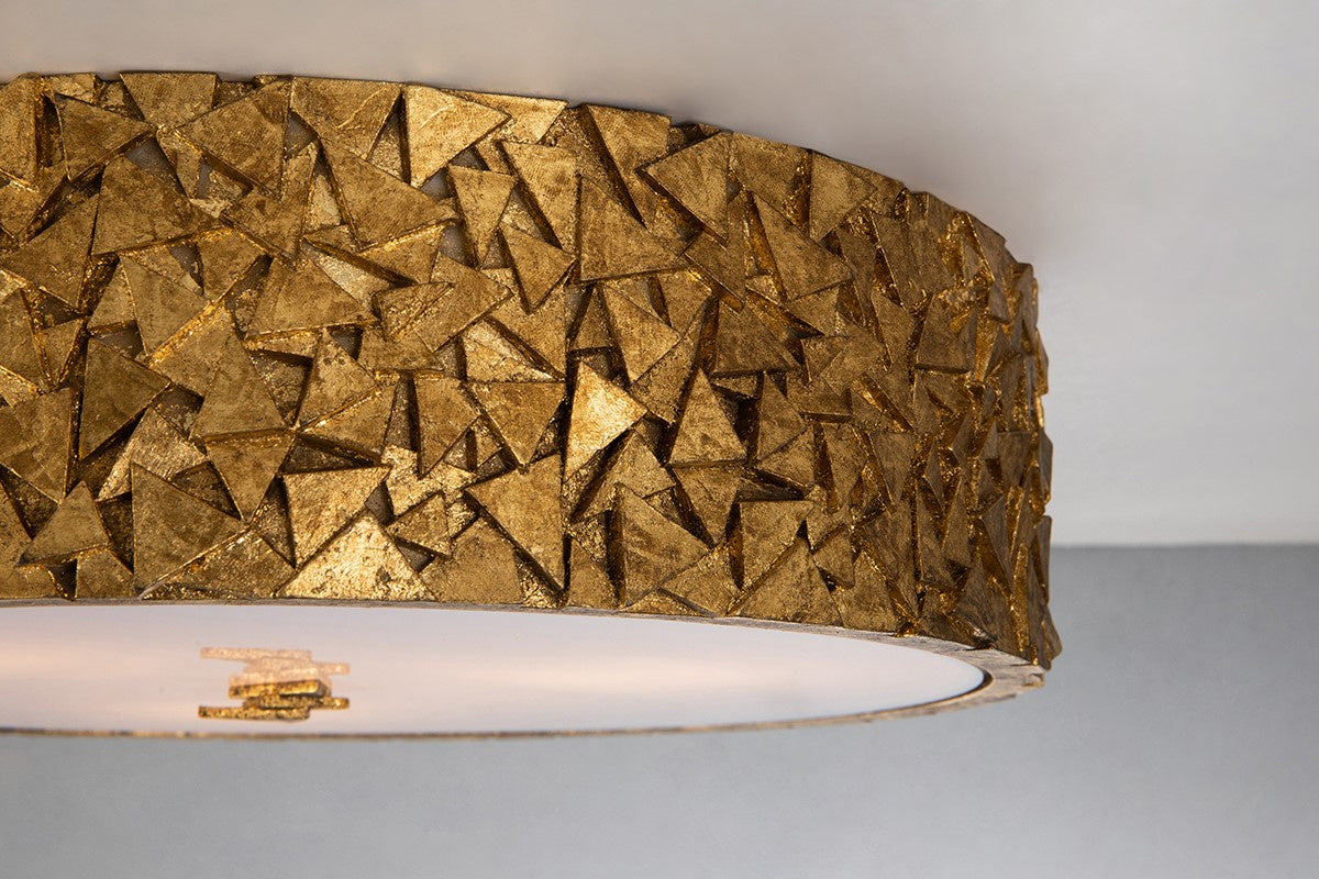 Lucas + McKearn - FM1158G-RD-16 - Three Light Flush Mount - Mosaic - Gold