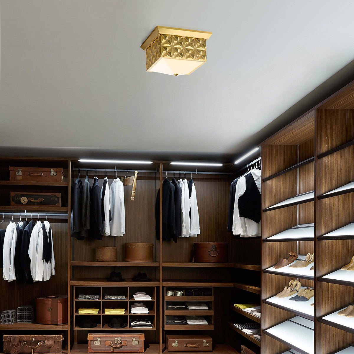 Lucas + McKearn - FM1302AGB-14 - Four Light Flush Mount - Alpha - Aged Brass