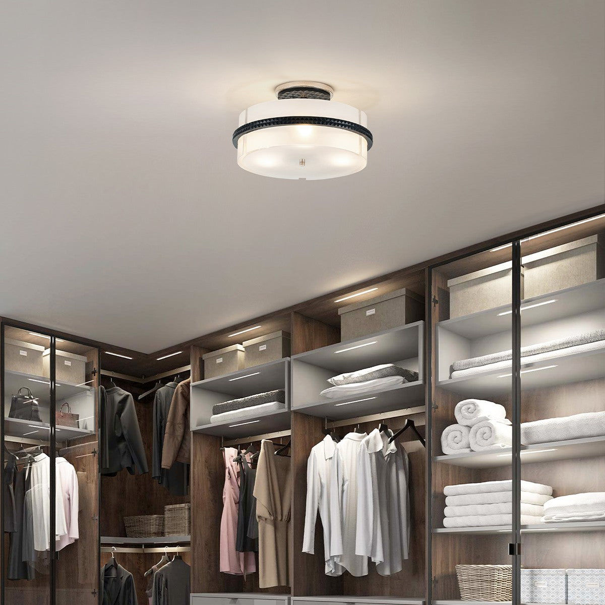 Lucas + McKearn - FM91598PC-16 - Three Light Semi-Flush Mount - Mazant - Matte Black + Polished Chrome