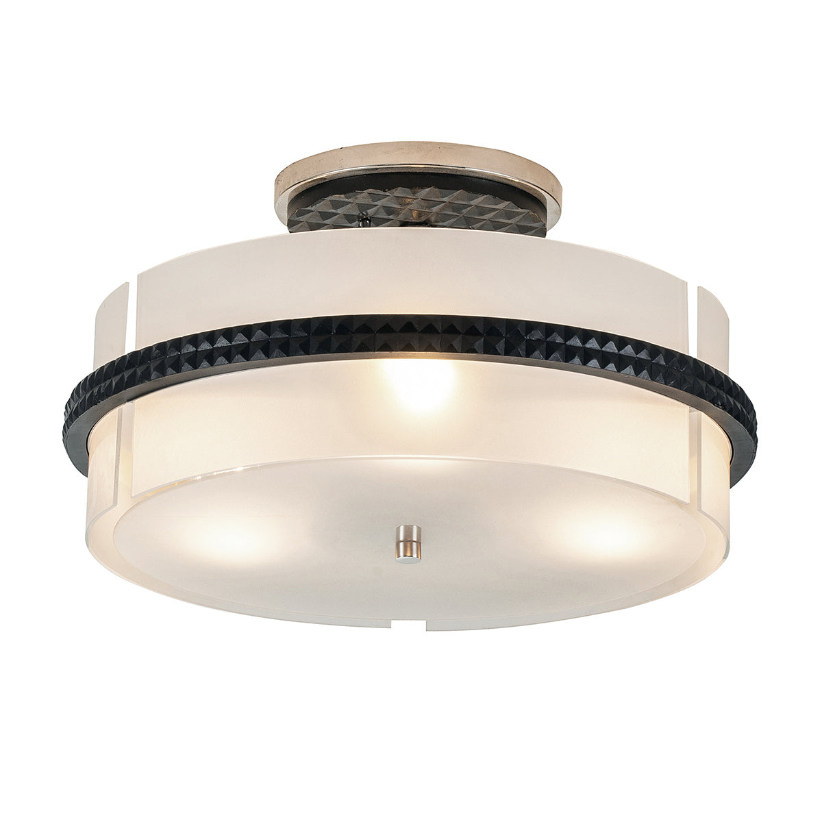 Lucas + McKearn - FM91598PC-16 - Three Light Semi-Flush Mount - Mazant - Matte Black + Polished Chrome
