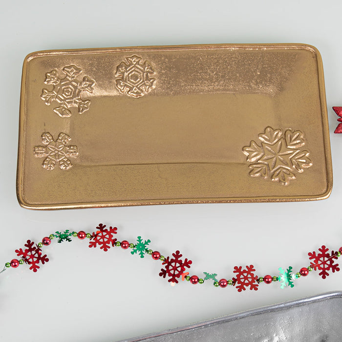 Design Shop Gold Snowflake Rectangle Tray