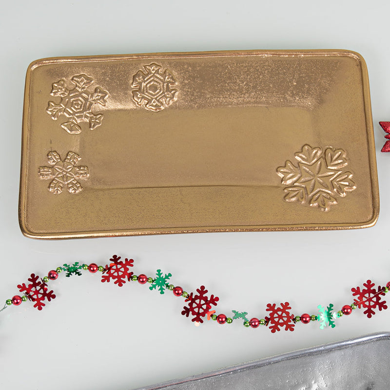 Design Shop Gold Snowflake Rectangle Tray
