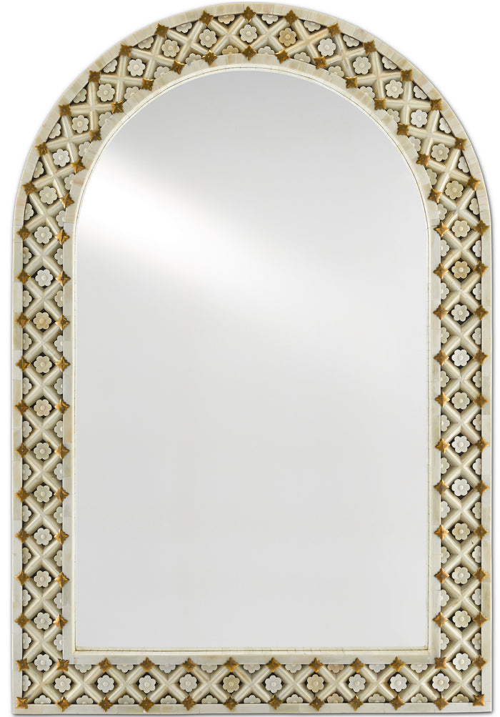 Currey and Company Mirror from the Ellaria collection in Natural Bone/Brass/Mirror finish