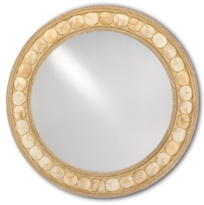 Currey and Company Mirror from the Buko collection in Straw/Natural Abaca Rope/Coco Shell/Mirror finish