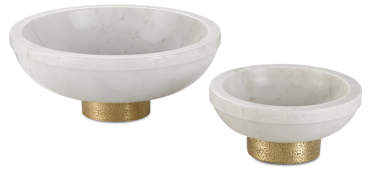 Currey and Company - 1200-0170 - Bowl - Valor Collection - White/Brass