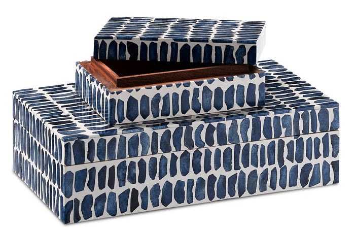 Currey and Company Box Set from the Indigo collection in Navy/White/Natural finish