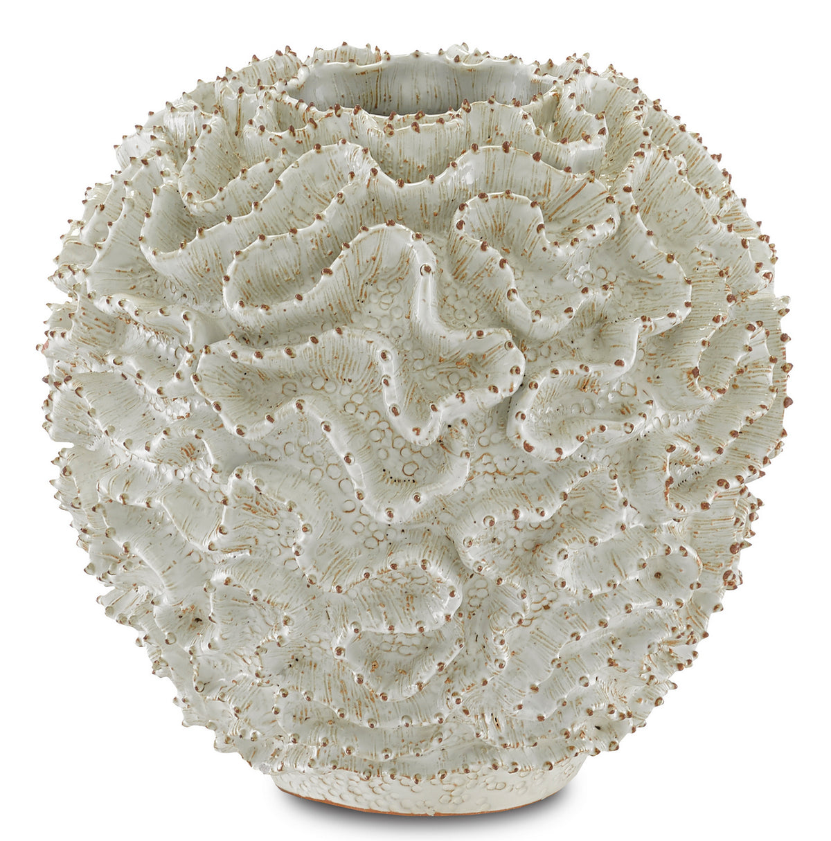 Currey and Company - 1200-0296 - Vase - Swirl Collection - White/Gold