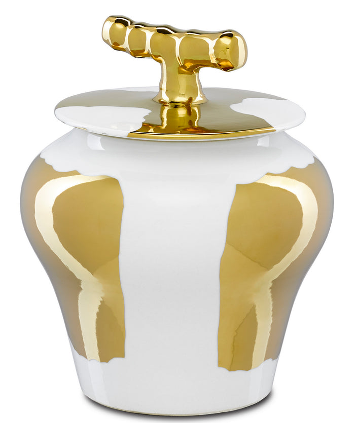 Currey and Company Jar from the Brill collection in White/Gold finish