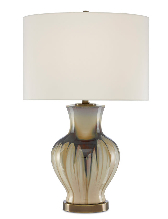 Currey and Company - 6000-0580 - One Light Table Lamp - Cream/Brown/Antique Brass