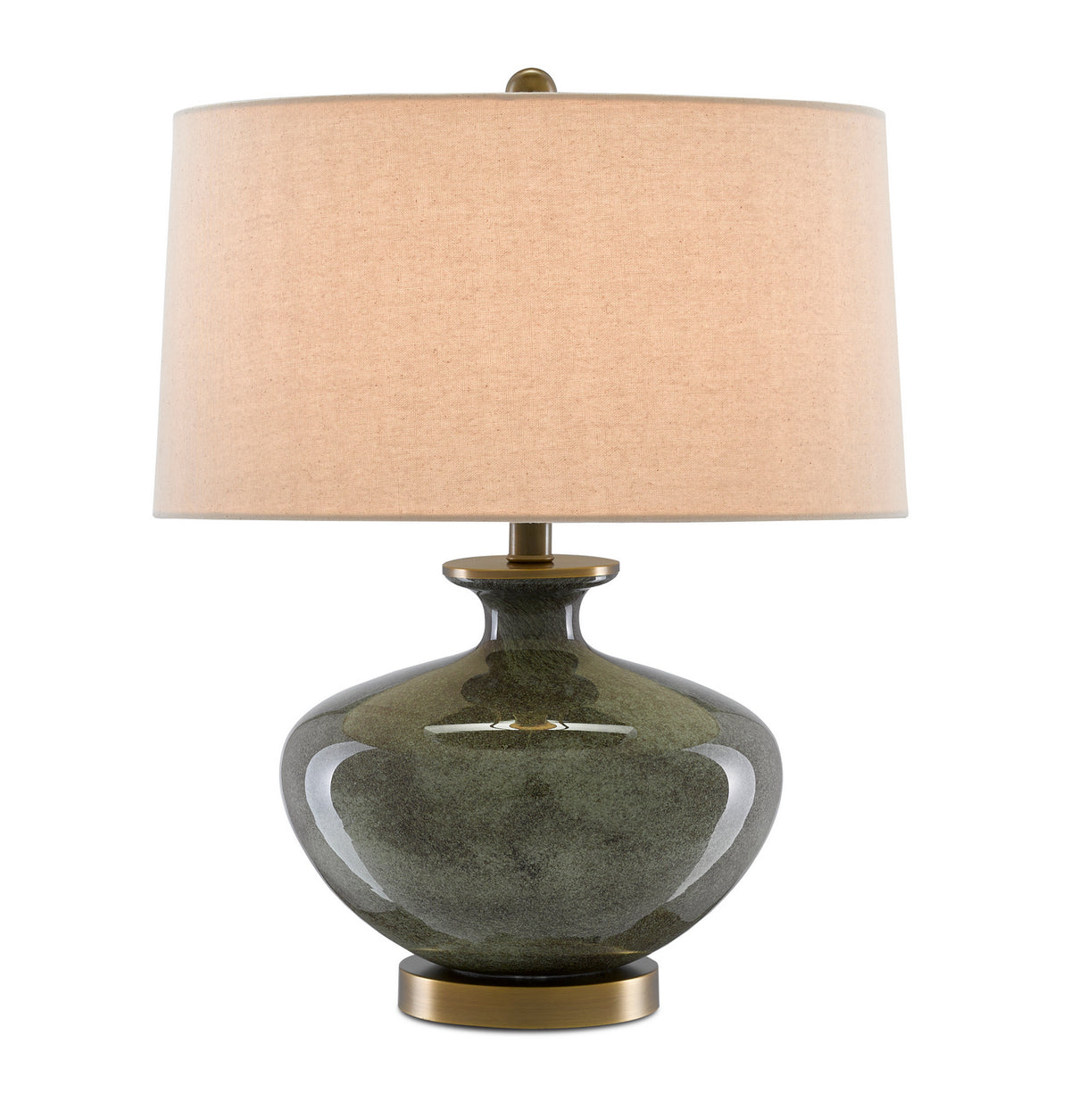 Currey and Company - 6000-0601 - One Light Table Lamp - Greenlea Gray Table Lamp - Dark Gray/Moss Green/Antique Brass
