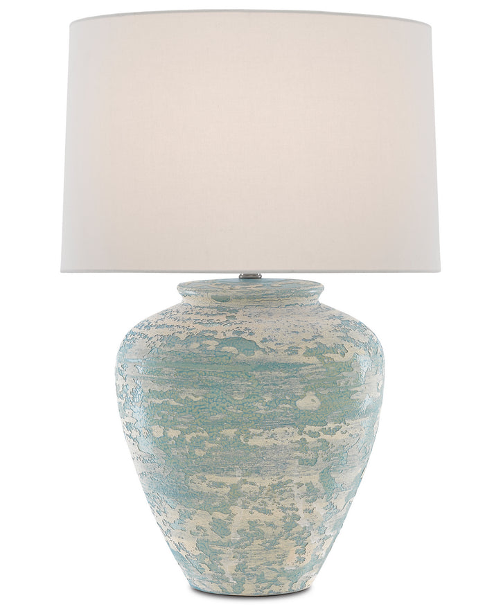Currey and Company One Light Table Lamp from the Mimi collection in Aqua/Cream finish