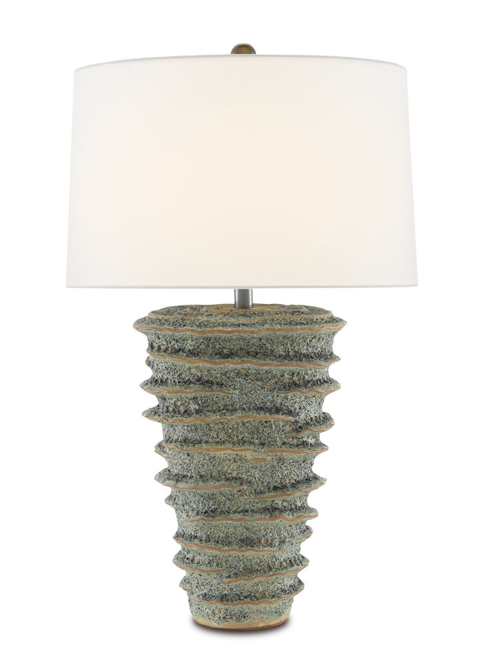 Currey and Company One Light Table Lamp from the Sunken collection in Green Moss finish