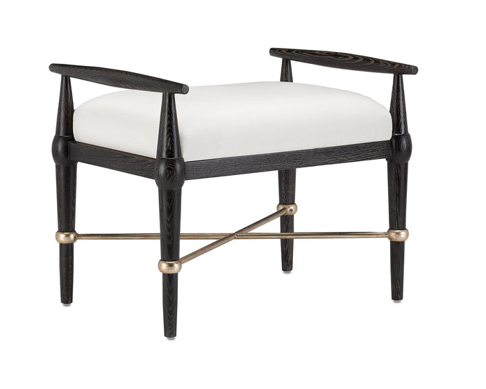 Currey and Company Ottoman from the Perrin collection in Ebonized Taupe/Silver Granello finish