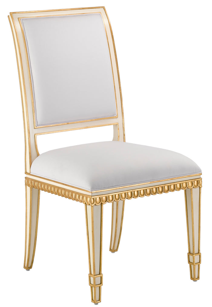 Currey and Company Chair from the Ines collection in Ivory/Antique Gold finish