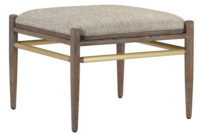 Currey and Company Ottoman from the Visby collection in Light Pepper/Brushed Brass finish