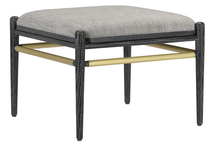 Currey and Company Ottoman from the Visby collection in Cerused Black/Brushed Brass finish