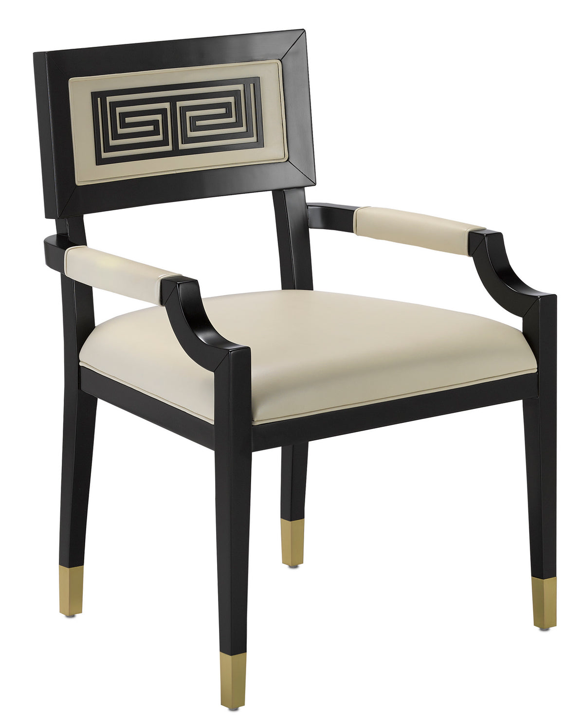 Currey and Company - 7000-0322 - Chair - Artemis - Caviar Black/Brushed Brass