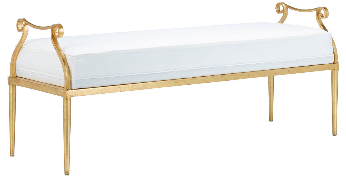 Currey and Company Bench from the Genevieve collection in Grecian Gold finish