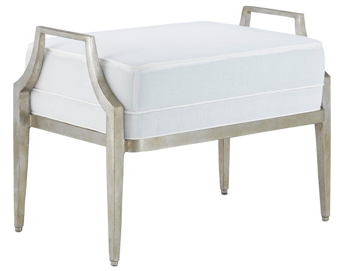 Currey and Company Ottoman from the Torrey collection in Silver Granello finish