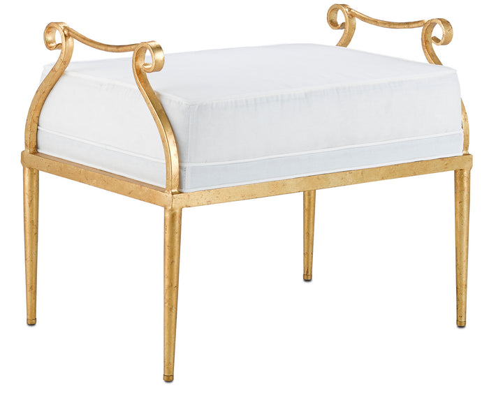 Currey and Company Ottoman from the Genevieve collection in Grecian Gold finish