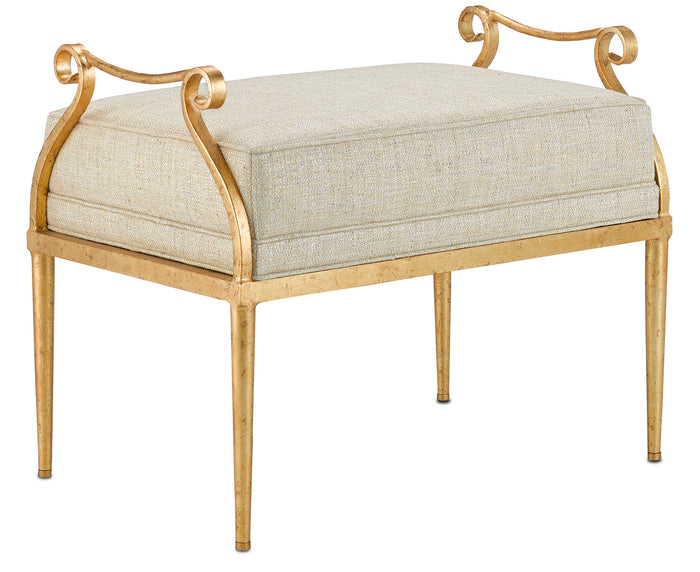 Currey and Company Ottoman from the Genevieve collection in Grecian Gold finish