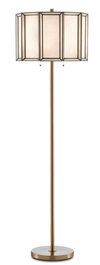 Currey and Company - 8000-0090 - Two Light Floor Lamp - Daze - Antique Brass/White