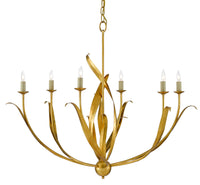 Currey and Company - 9000-0444 - Six Light Chandelier - Menefee Collection - Antique Gold Leaf