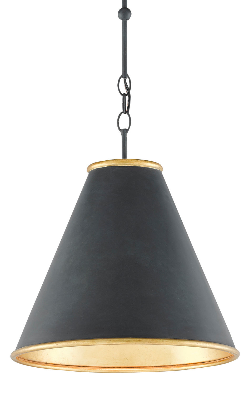 Currey and Company - 9000-0534 - One Light Pendant - Pierrepont Collection - Antique Black/Contemporary Gold Leaf/Painted Gold