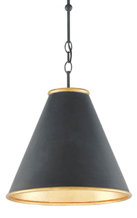 Currey and Company - 9000-0534 - One Light Pendant - Pierrepont Collection - Antique Black/Contemporary Gold Leaf/Painted Gold