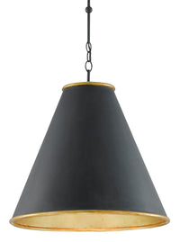 Currey and Company - 9000-0535 - One Light Pendant - Pierrepont Collection - Antique Black/Contemporary Gold Leaf/Painted Gold