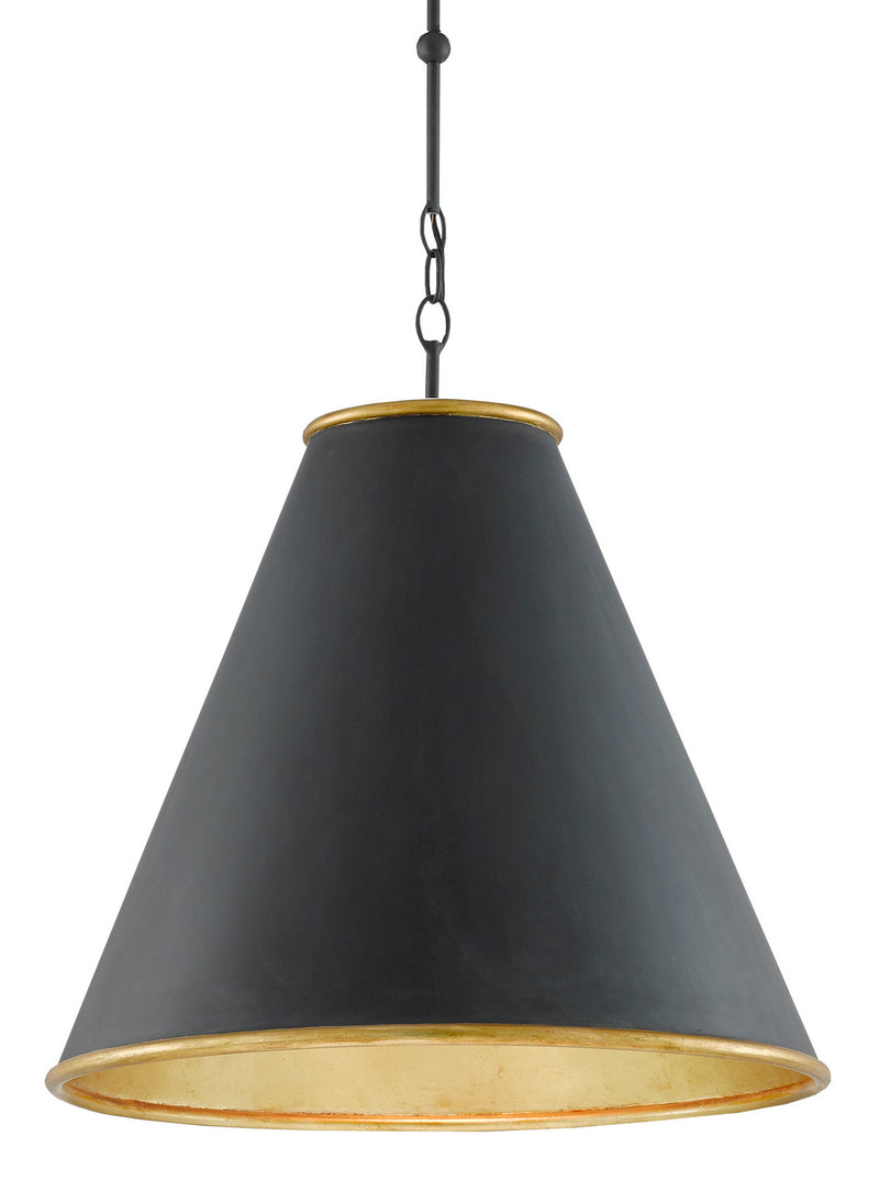 Currey and Company - 9000-0535 - One Light Pendant - Pierrepont Collection - Antique Black/Contemporary Gold Leaf/Painted Gold
