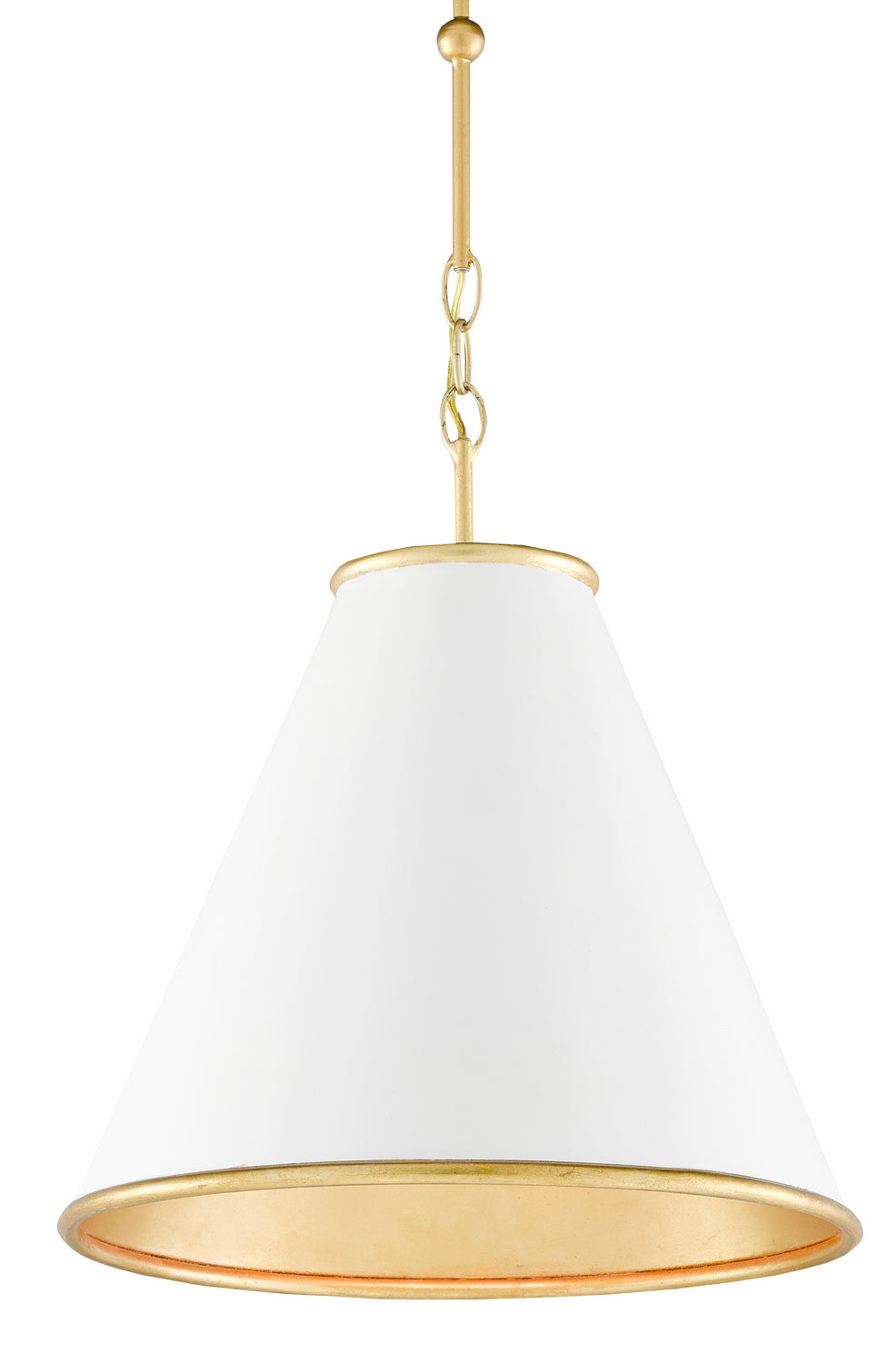 Currey and Company - 9000-0536 - One Light Pendant - Pierrepont Collection - Painted Gesso White/Contemporary Gold Leaf/Painted Gold