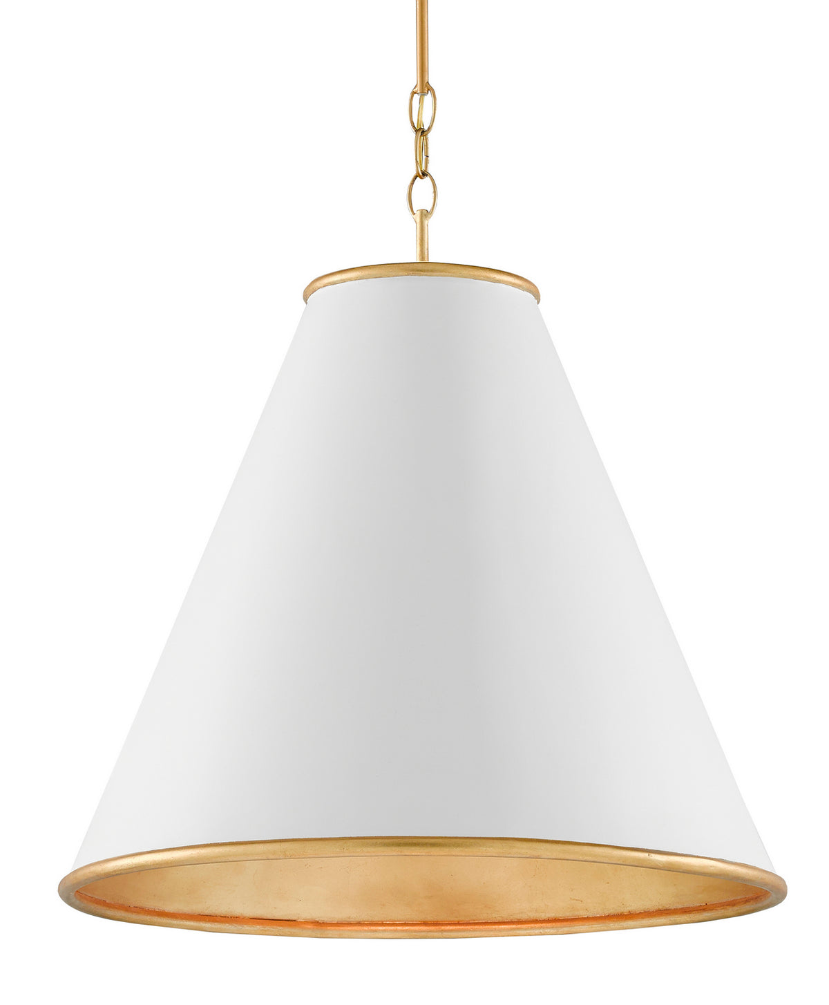 Currey and Company - 9000-0537 - One Light Pendant - Pierrepont Collection - Painted Gesso White/Contemporary Gold Leaf/Painted Gold